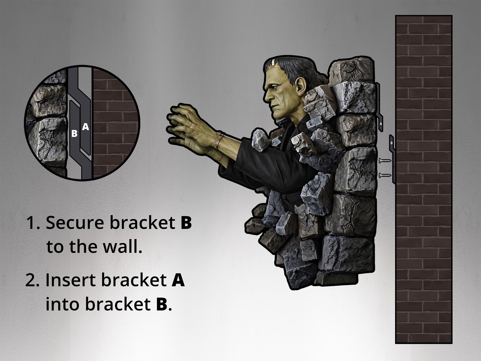 Universal Monsters Frankenstein Wall Sculpture Wall Decor  (Prototype Shown) View 11