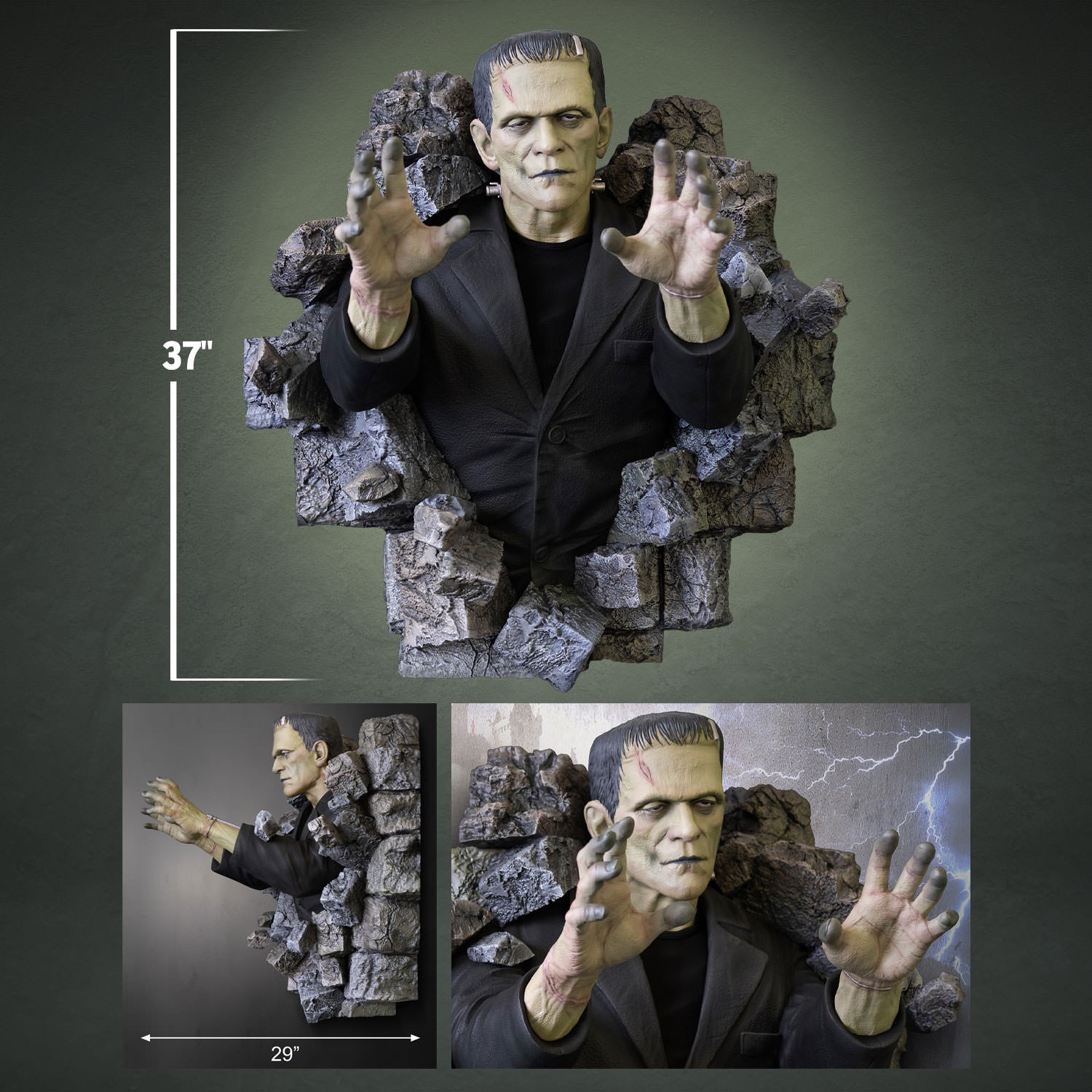 Universal Monsters Frankenstein Wall Sculpture Wall Decor  (Prototype Shown) View 2
