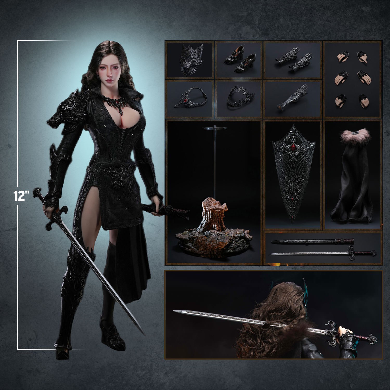 TBLeague The Girl Under Wolf’s Ward (Black) Sixth Scale Figure  (Prototype Shown) View 2