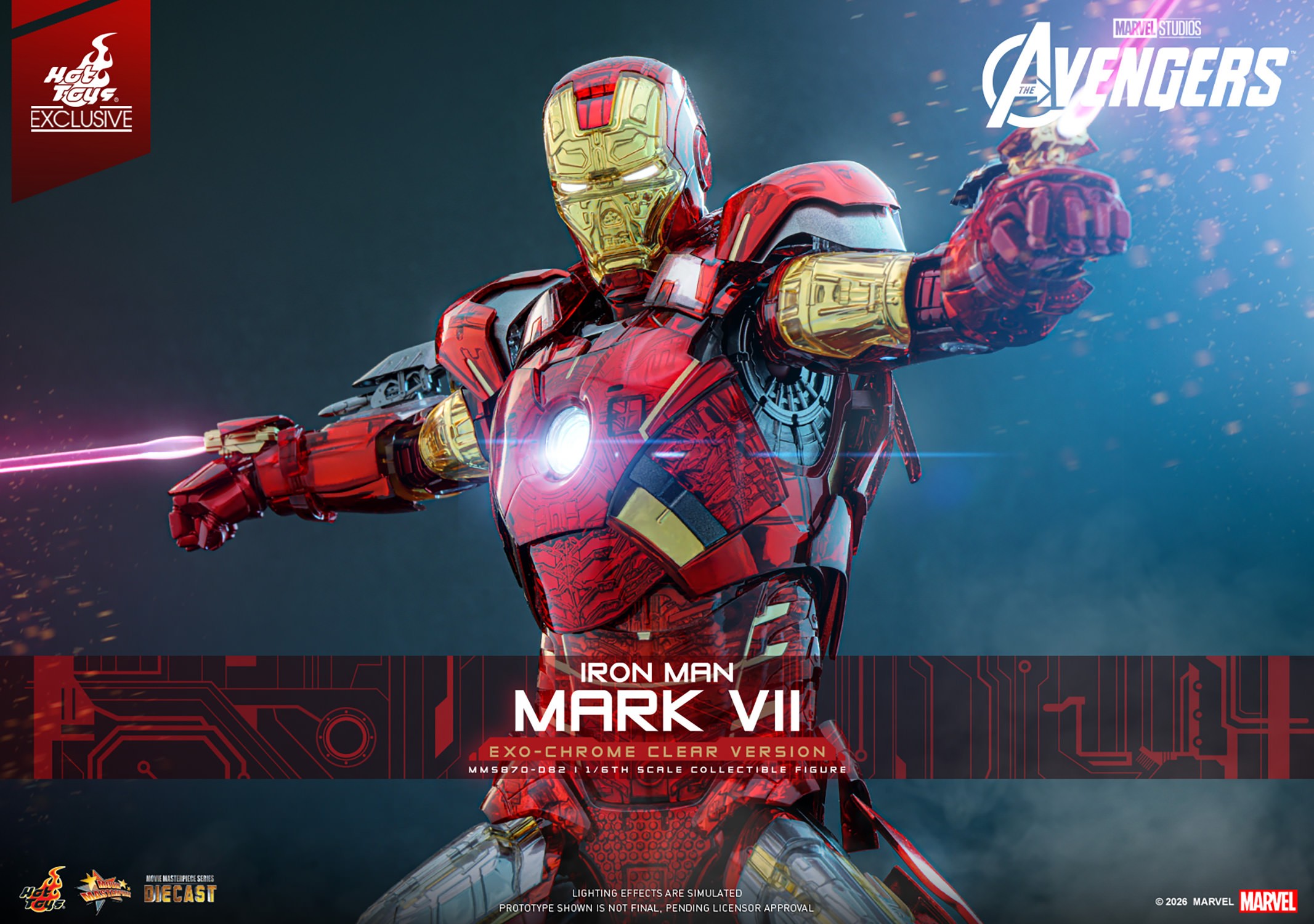 Marvel Iron Man Mark VII (Exo-Chrome Clear Version) Sixth Scale Figure  (Prototype Shown) View 1
