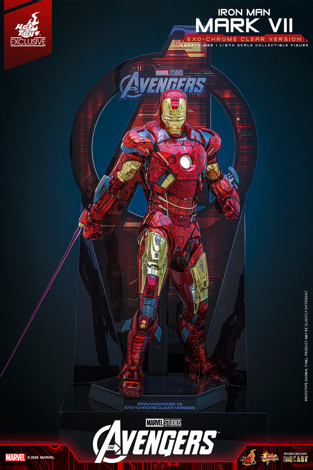Marvel Iron Man Mark VII (Exo-Chrome Clear Version) Sixth Scale Figure  (Prototype Shown) View 3