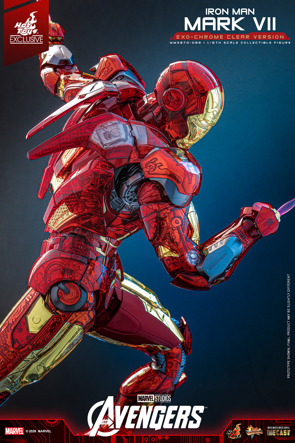 Marvel Iron Man Mark VII (Exo-Chrome Clear Version) Sixth Scale Figure  (Prototype Shown) View 5
