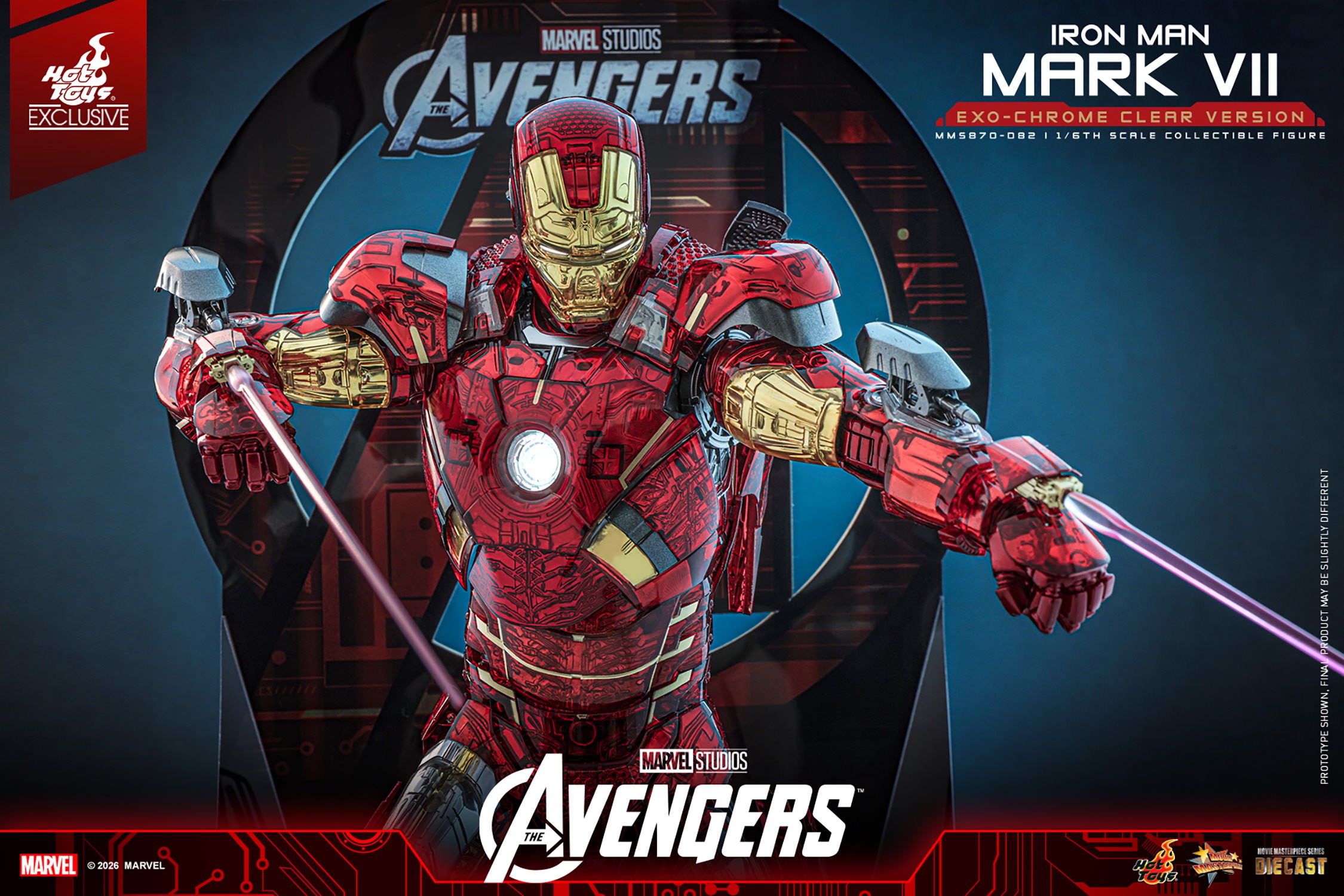 Marvel Iron Man Mark VII (Exo-Chrome Clear Version) Sixth Scale Figure  (Prototype Shown) View 8