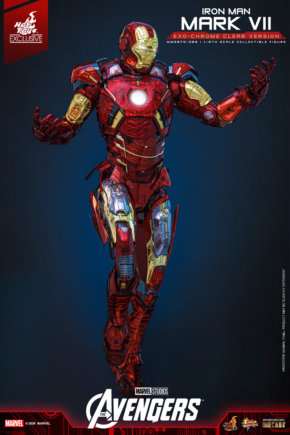 Marvel Iron Man Mark VII (Exo-Chrome Clear Version) Sixth Scale Figure  (Prototype Shown) View 9