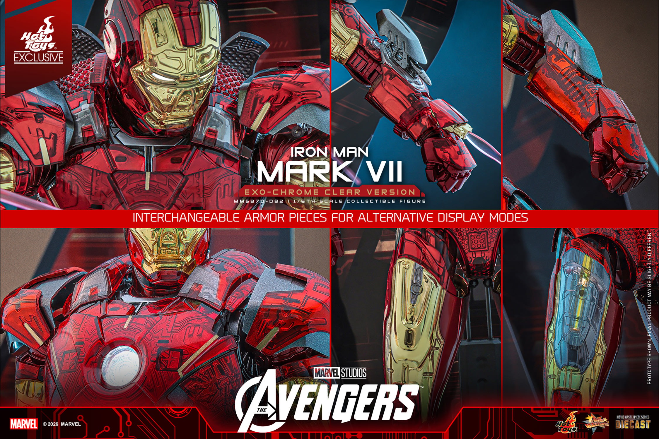 Marvel Iron Man Mark VII (Exo-Chrome Clear Version) Sixth Scale Figure  (Prototype Shown) View 19