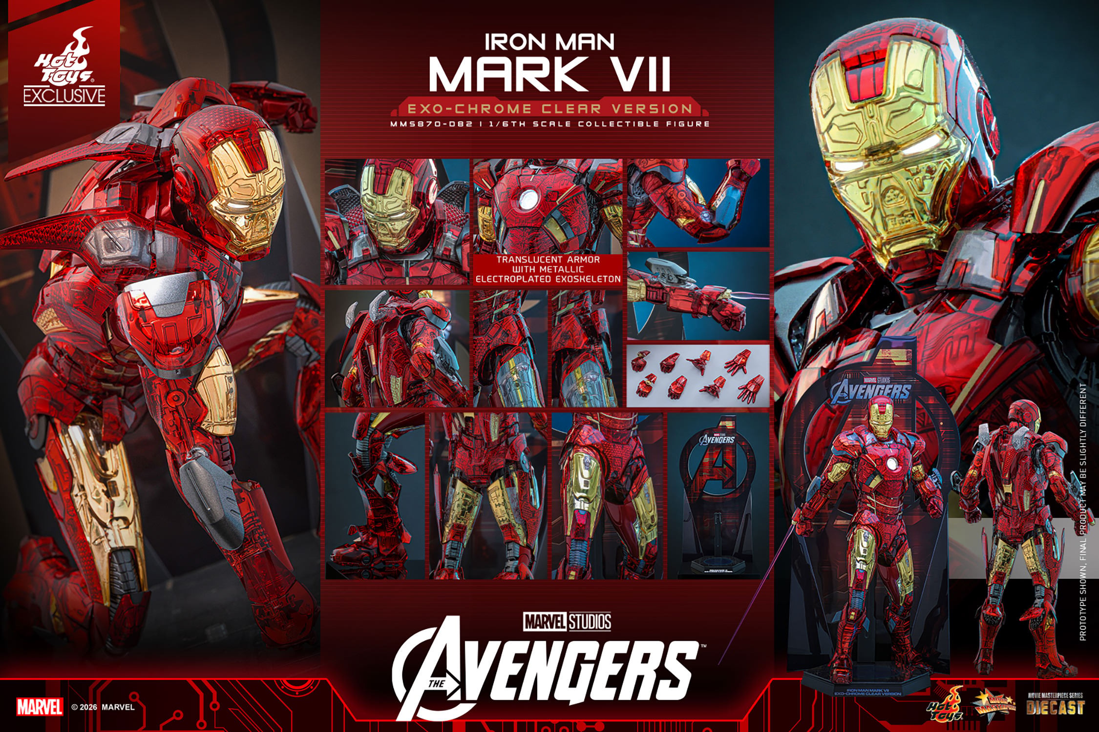 Marvel Iron Man Mark VII (Exo-Chrome Clear Version) Sixth Scale Figure  (Prototype Shown) View 22