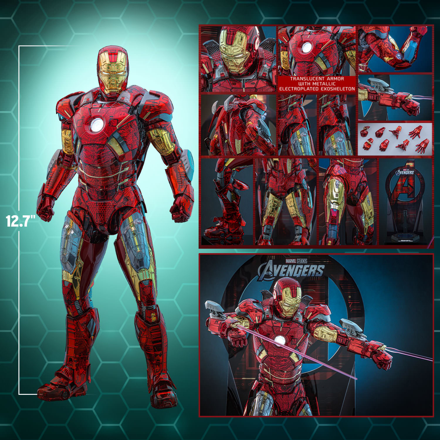 Marvel Iron Man Mark VII (Exo-Chrome Clear Version) Sixth Scale Figure  (Prototype Shown) View 2
