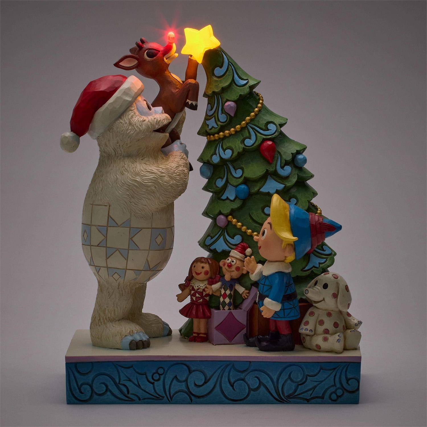 Rudolph Bumble Holding Rudolph by Tree Figurine  (Prototype Shown) View 3
