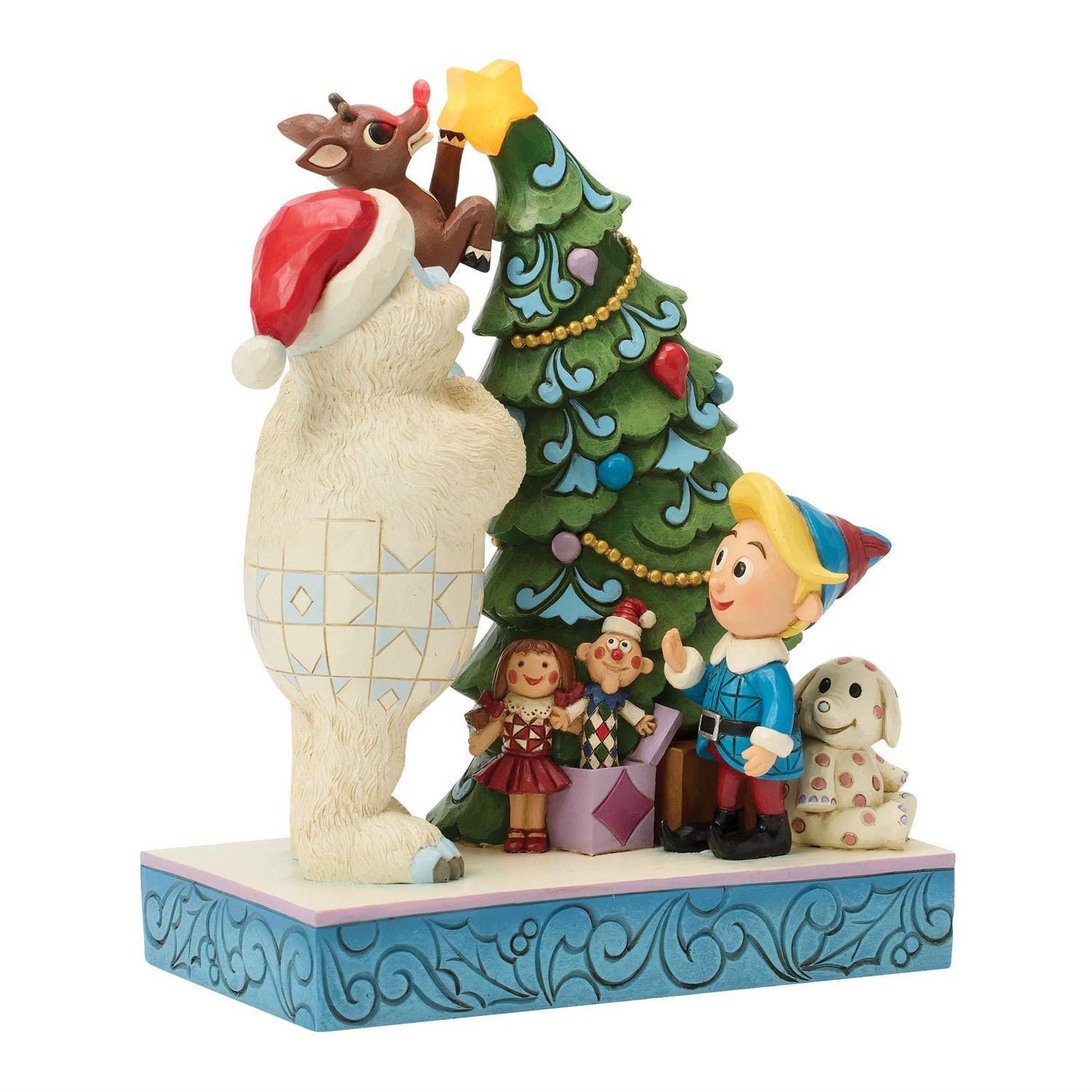 Rudolph Bumble Holding Rudolph by Tree Figurine  (Prototype Shown) View 5