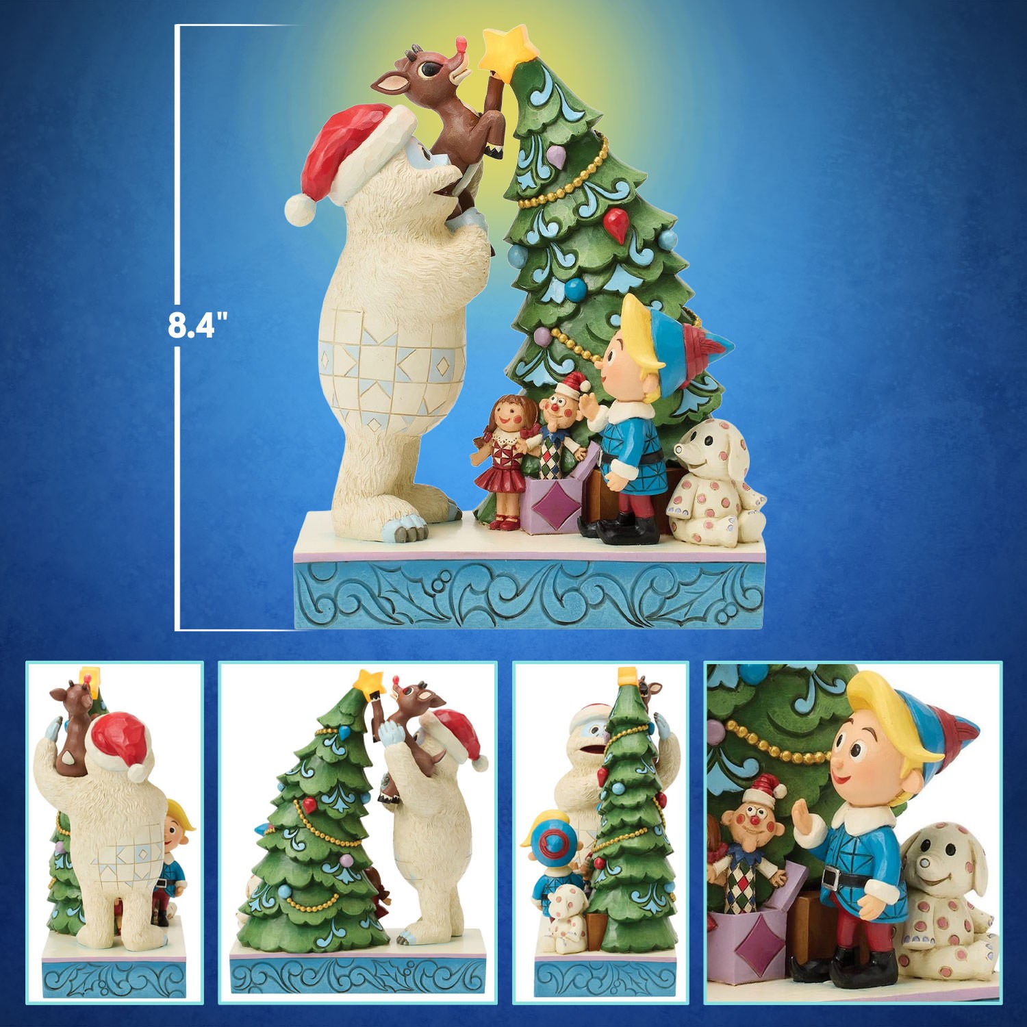 Rudolph Bumble Holding Rudolph by Tree Figurine  (Prototype Shown) View 2