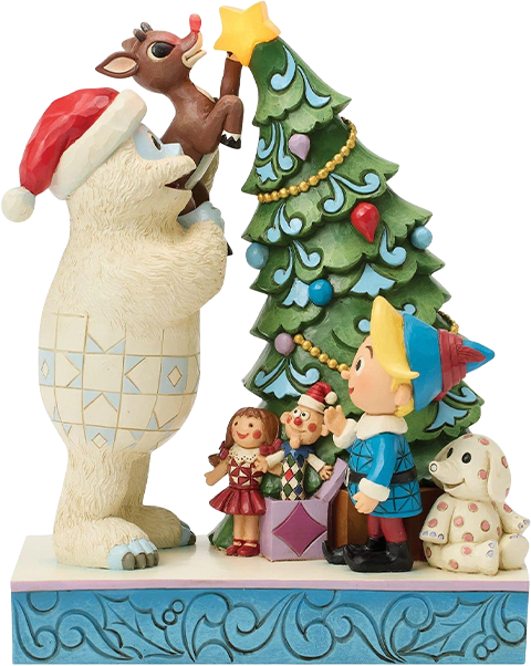 Rudolph Bumble Holding Rudolph by Tree Figurine  (Prototype Shown) View 10