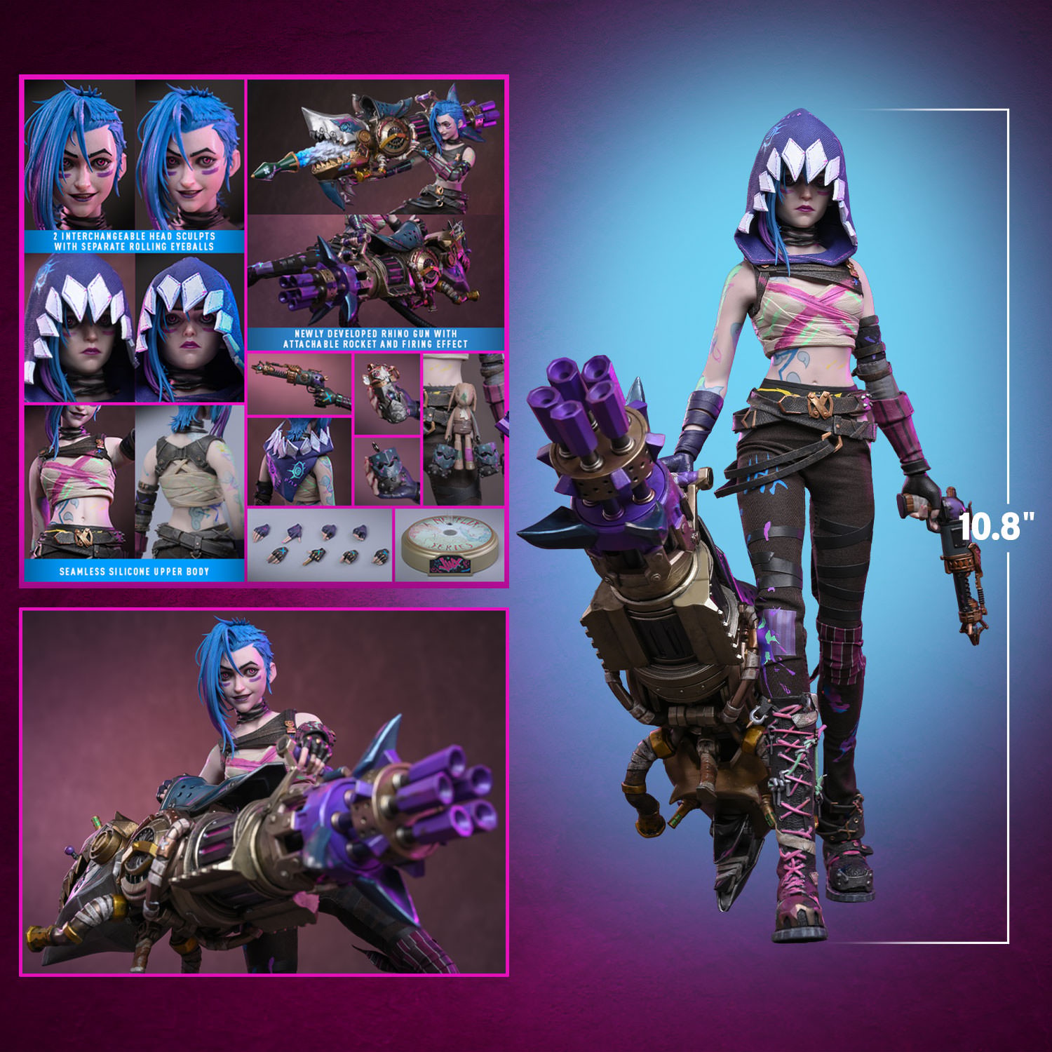 League of Legends Fractured Jinx Sixth Scale Figure  (Prototype Shown) View 2