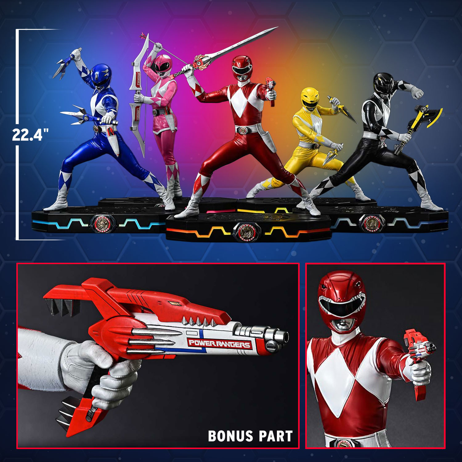 Mighty Morphin Power Rangers Power Rangers 5-Ranger Set (Deluxe Bonus Version) Quarter Scale Statue  (Prototype Shown) View 2