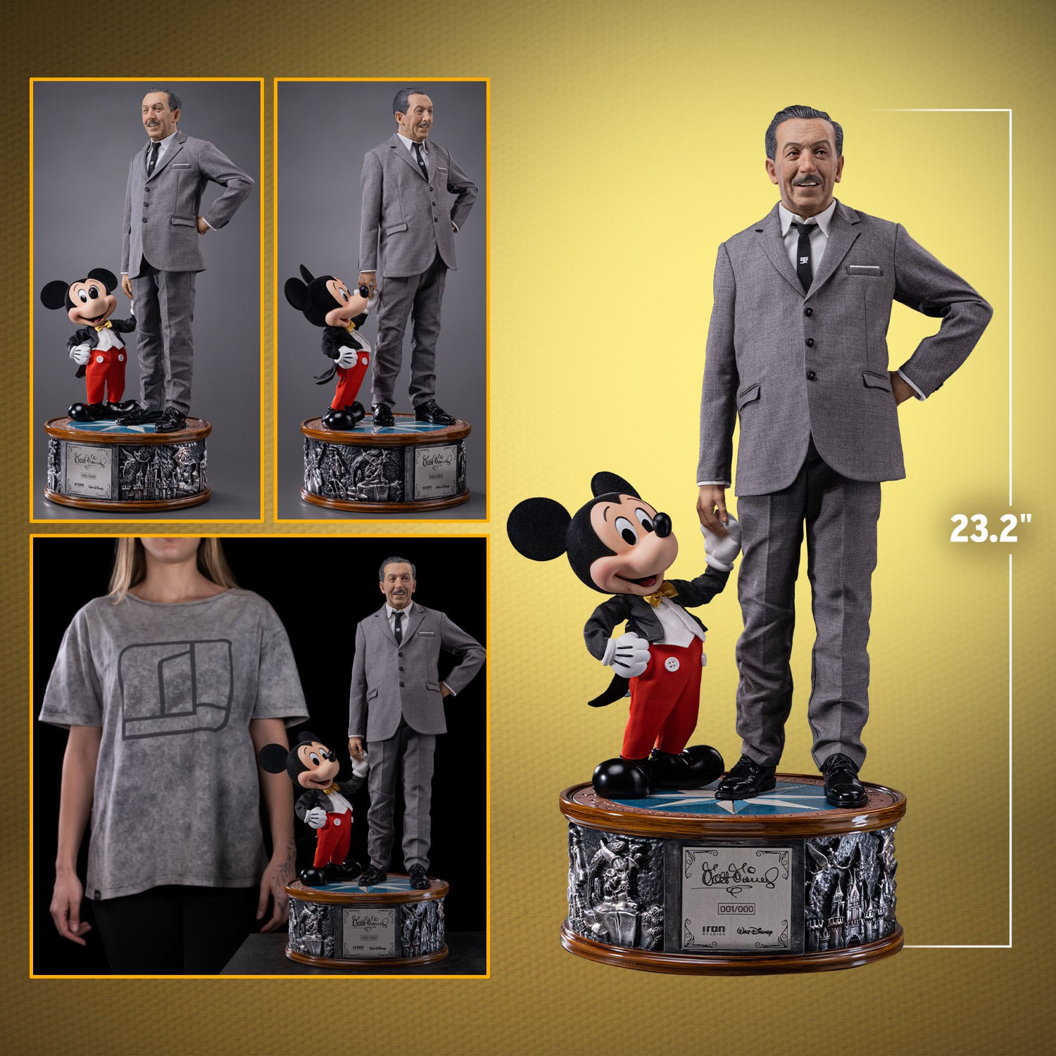 Disney Walt Disney & Mickey Mouse Quarter Scale Statue  (Prototype Shown) View 2