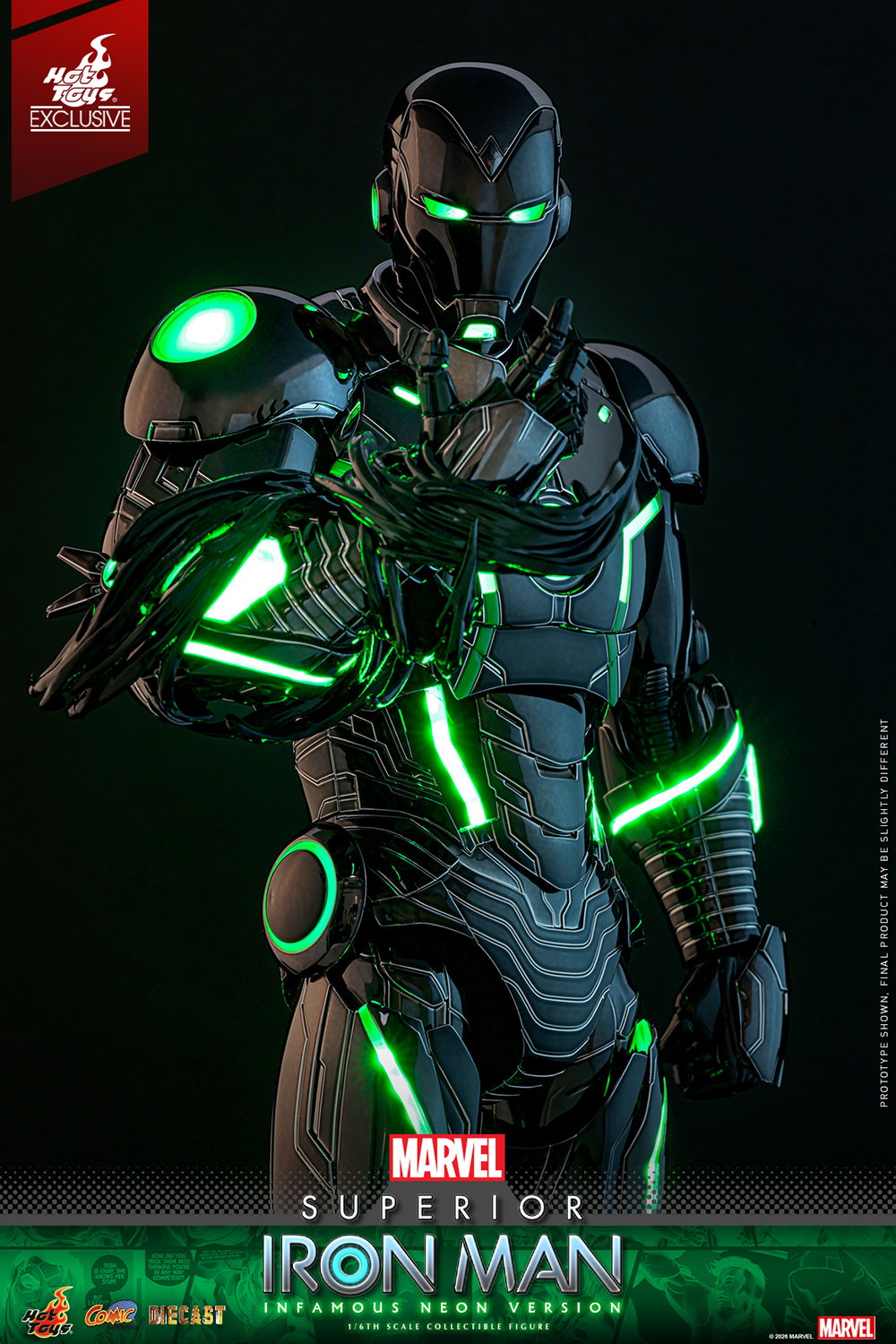 Marvel Superior Iron Man (Infamous Neon Version) Sixth Scale Figure  (Prototype Shown) View 6