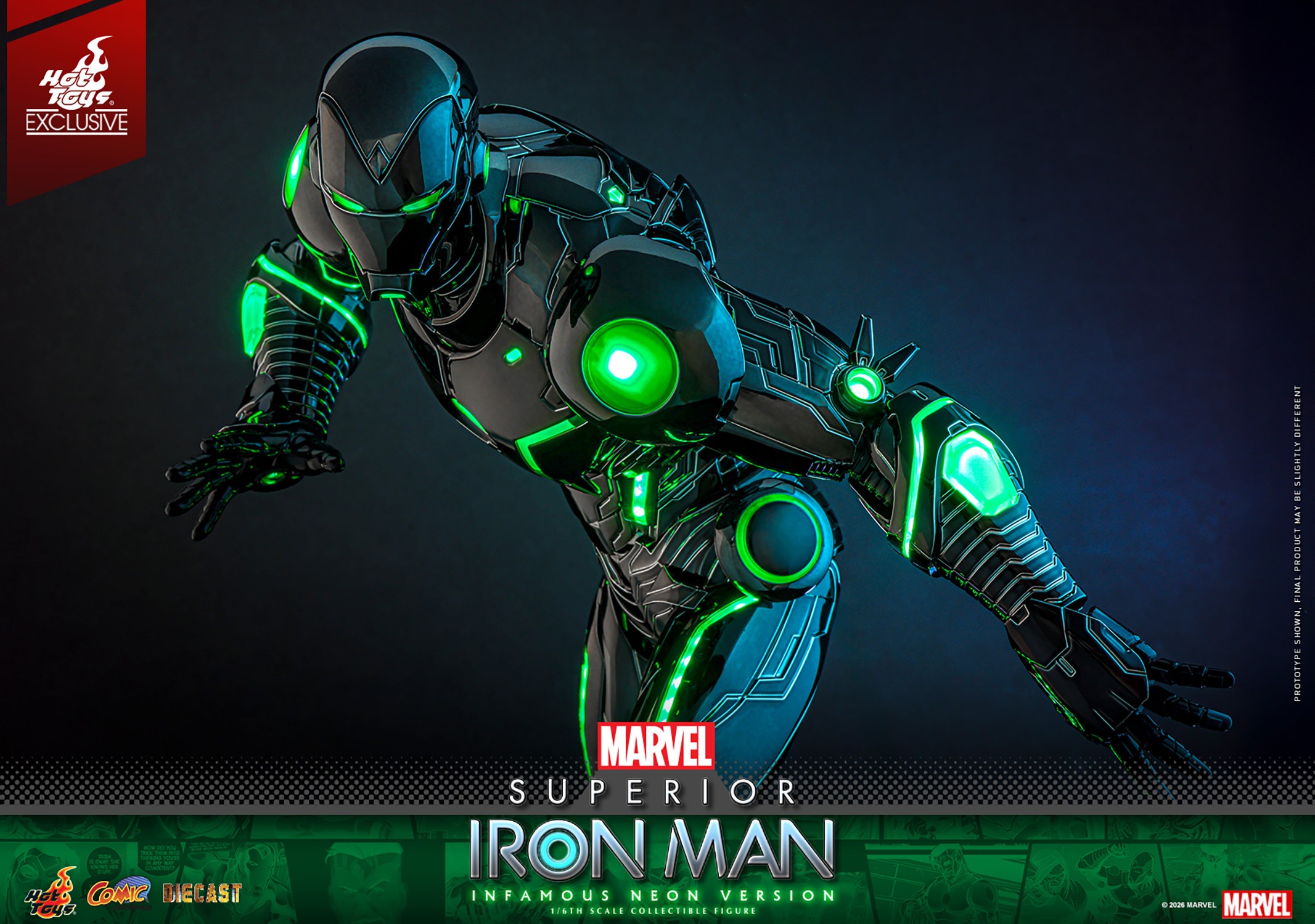 Marvel Superior Iron Man (Infamous Neon Version) Sixth Scale Figure  (Prototype Shown) View 7