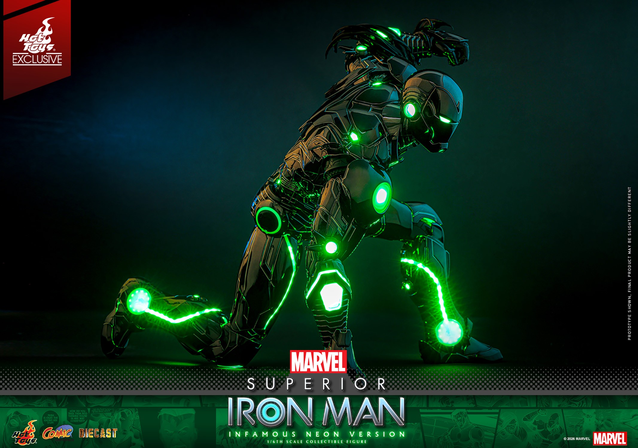 Marvel Superior Iron Man (Infamous Neon Version) Sixth Scale Figure  (Prototype Shown) View 8