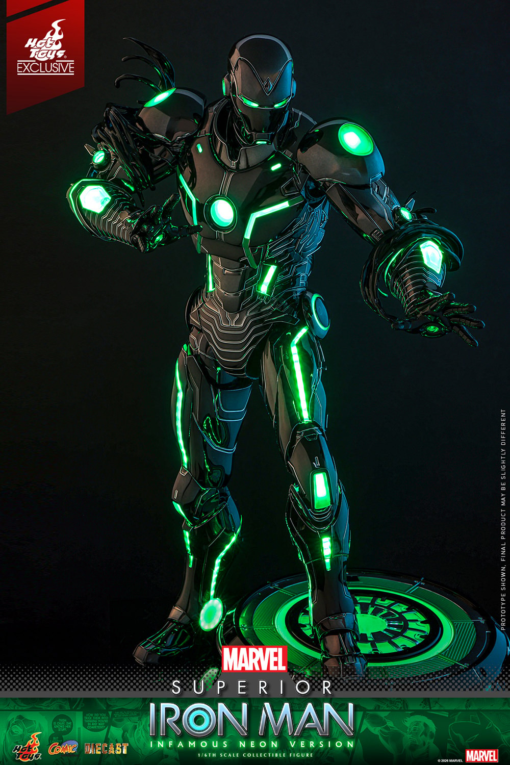 Marvel Superior Iron Man (Infamous Neon Version) Sixth Scale Figure  (Prototype Shown) View 14