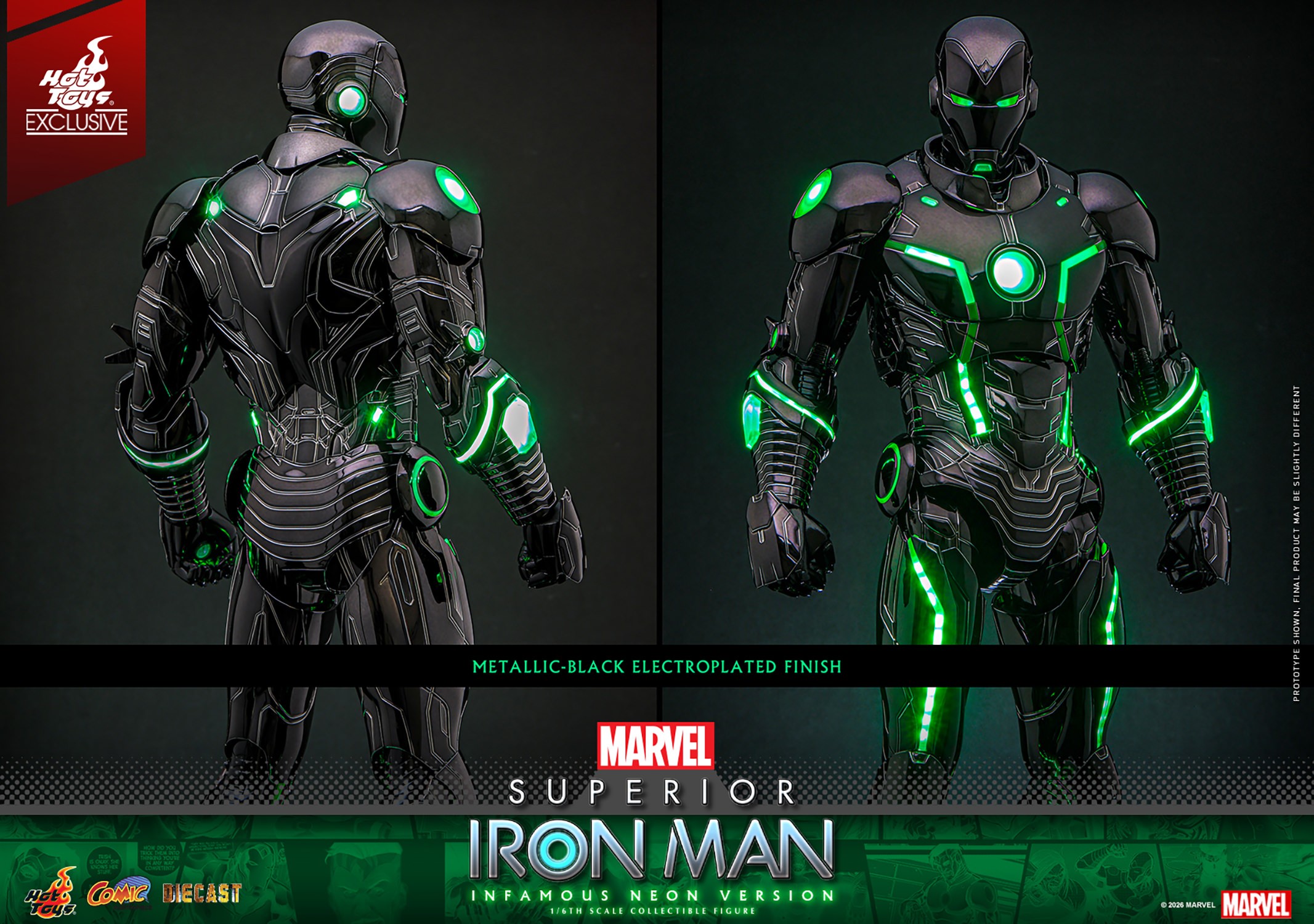 Marvel Superior Iron Man (Infamous Neon Version) Sixth Scale Figure  (Prototype Shown) View 18