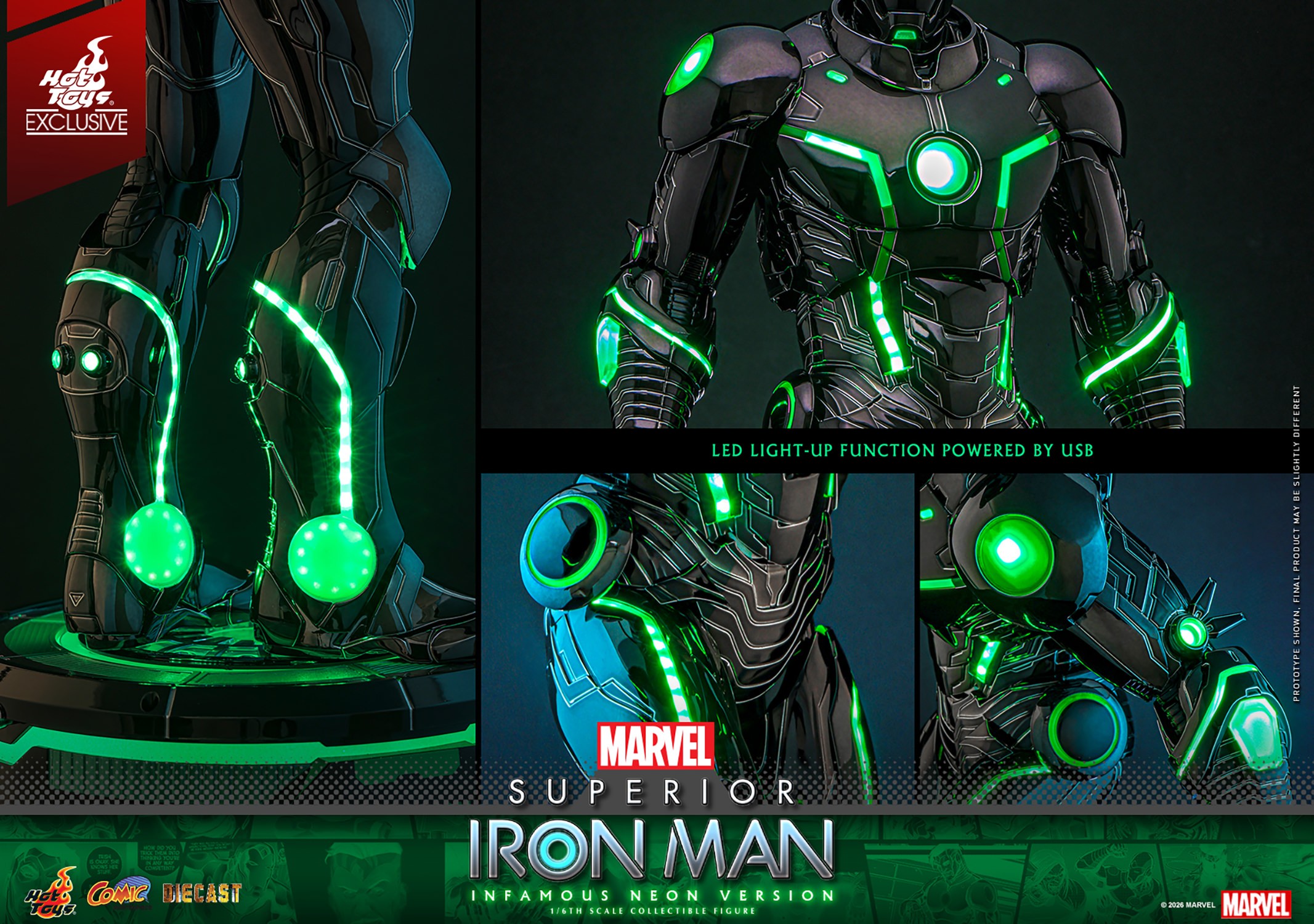 Marvel Superior Iron Man (Infamous Neon Version) Sixth Scale Figure  (Prototype Shown) View 19