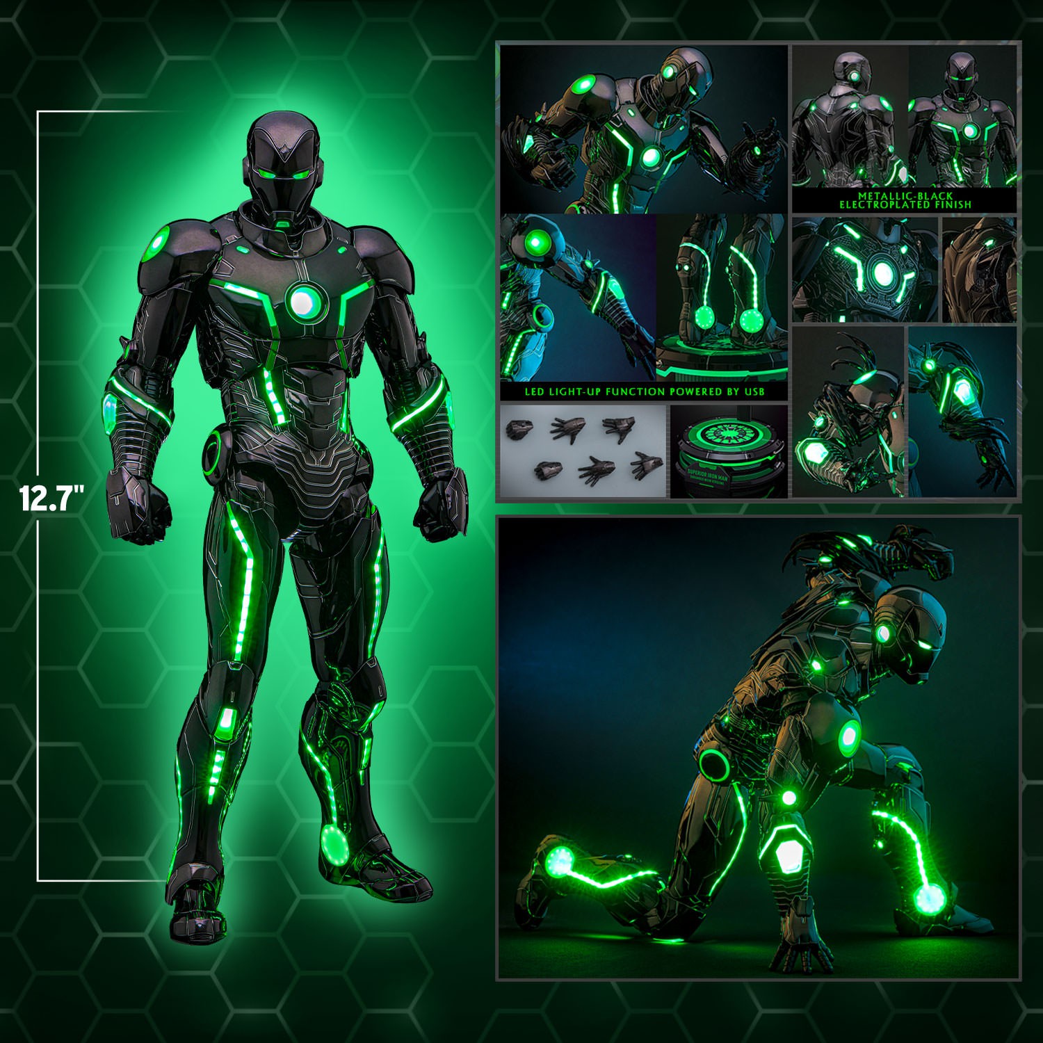Marvel Superior Iron Man (Infamous Neon Version) Sixth Scale Figure  (Prototype Shown) View 2