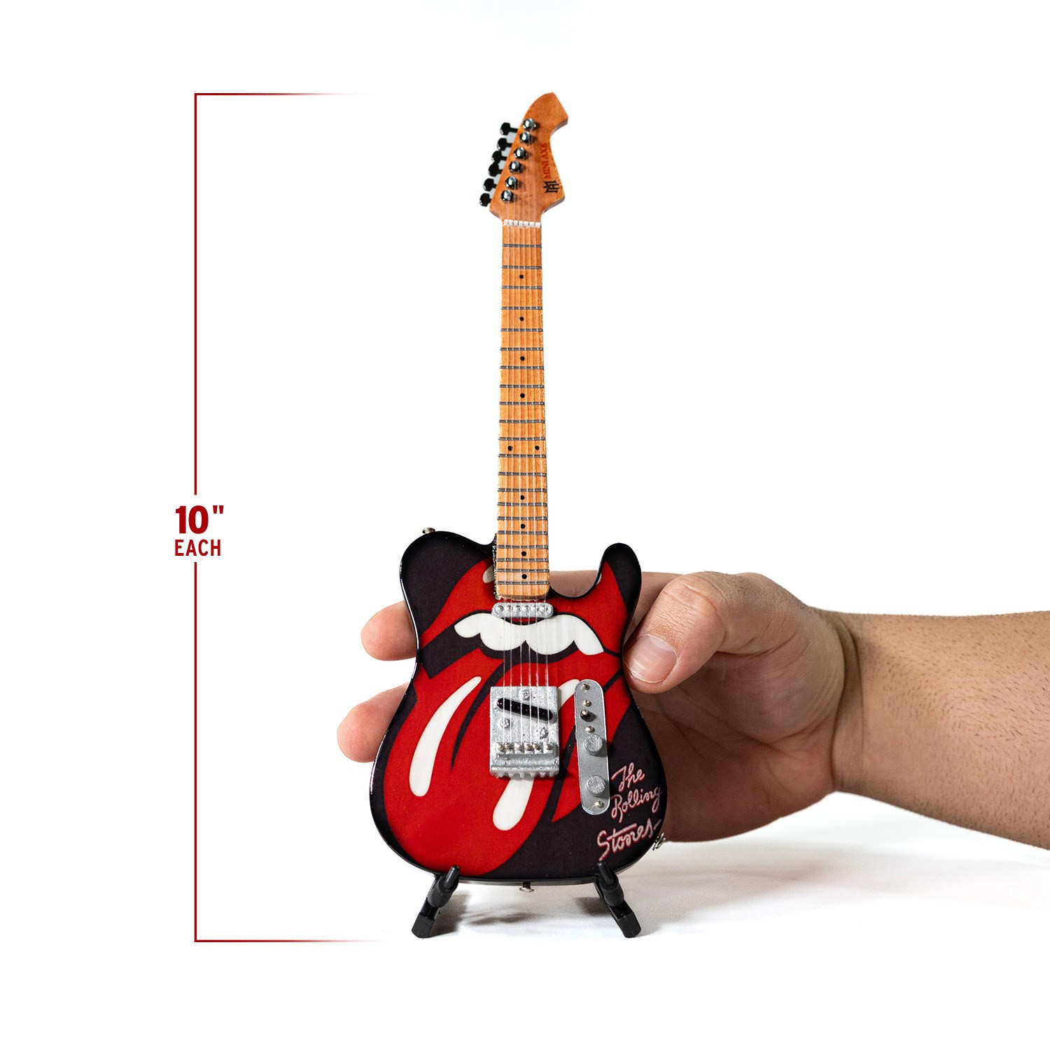 The Rolling Stones The Rolling Stones "Tongue & Lips" and "Tattoo You" Collectible Miniature Guitar Set Miniature  (Prototype Shown) View 2