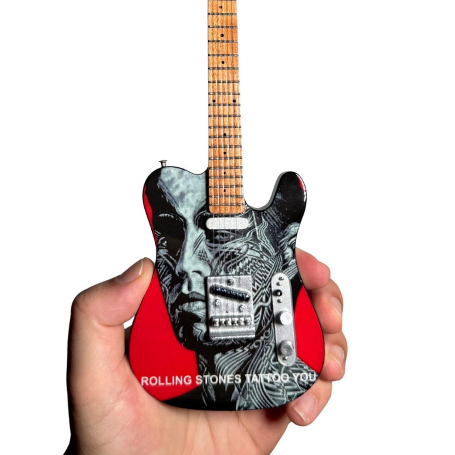 The Rolling Stones The Rolling Stones "Tongue & Lips" and "Tattoo You" Collectible Miniature Guitar Set Miniature  (Prototype Shown) View 3