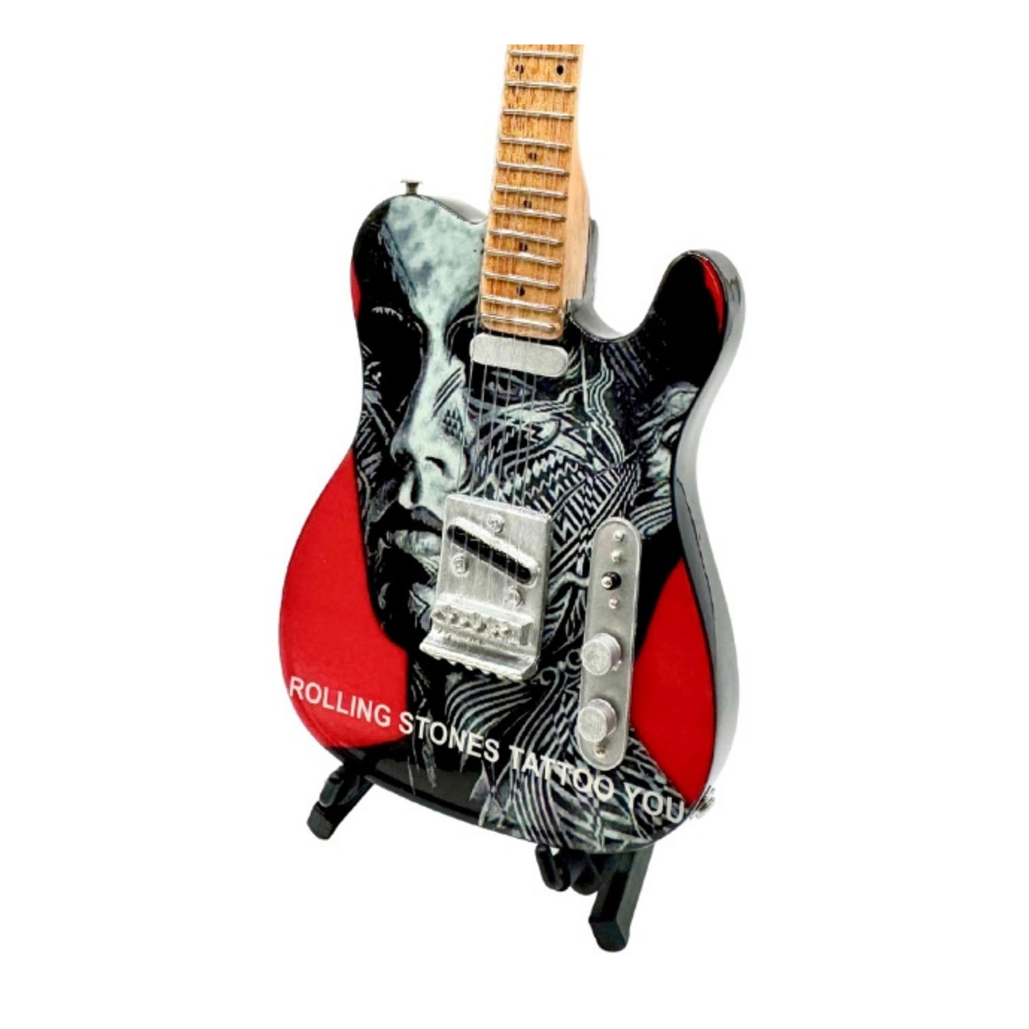 The Rolling Stones The Rolling Stones "Tongue & Lips" and "Tattoo You" Collectible Miniature Guitar Set Miniature  (Prototype Shown) View 4