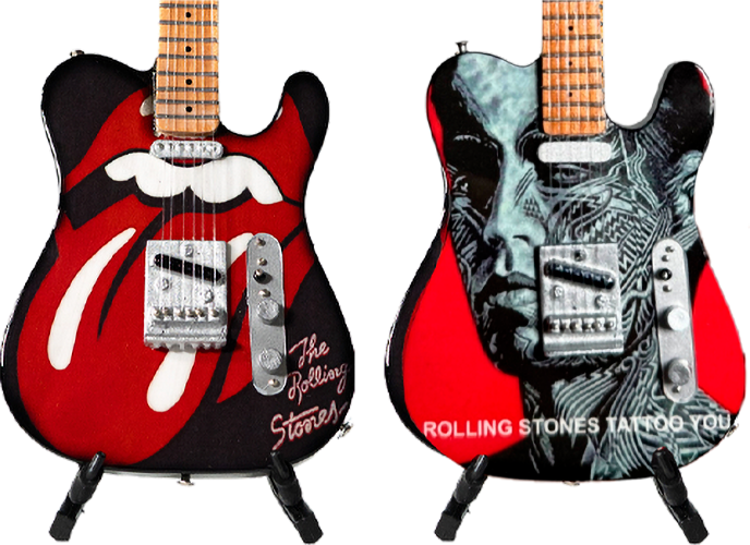 The Rolling Stones The Rolling Stones "Tongue & Lips" and "Tattoo You" Collectible Miniature Guitar Set Miniature  (Prototype Shown) View 8