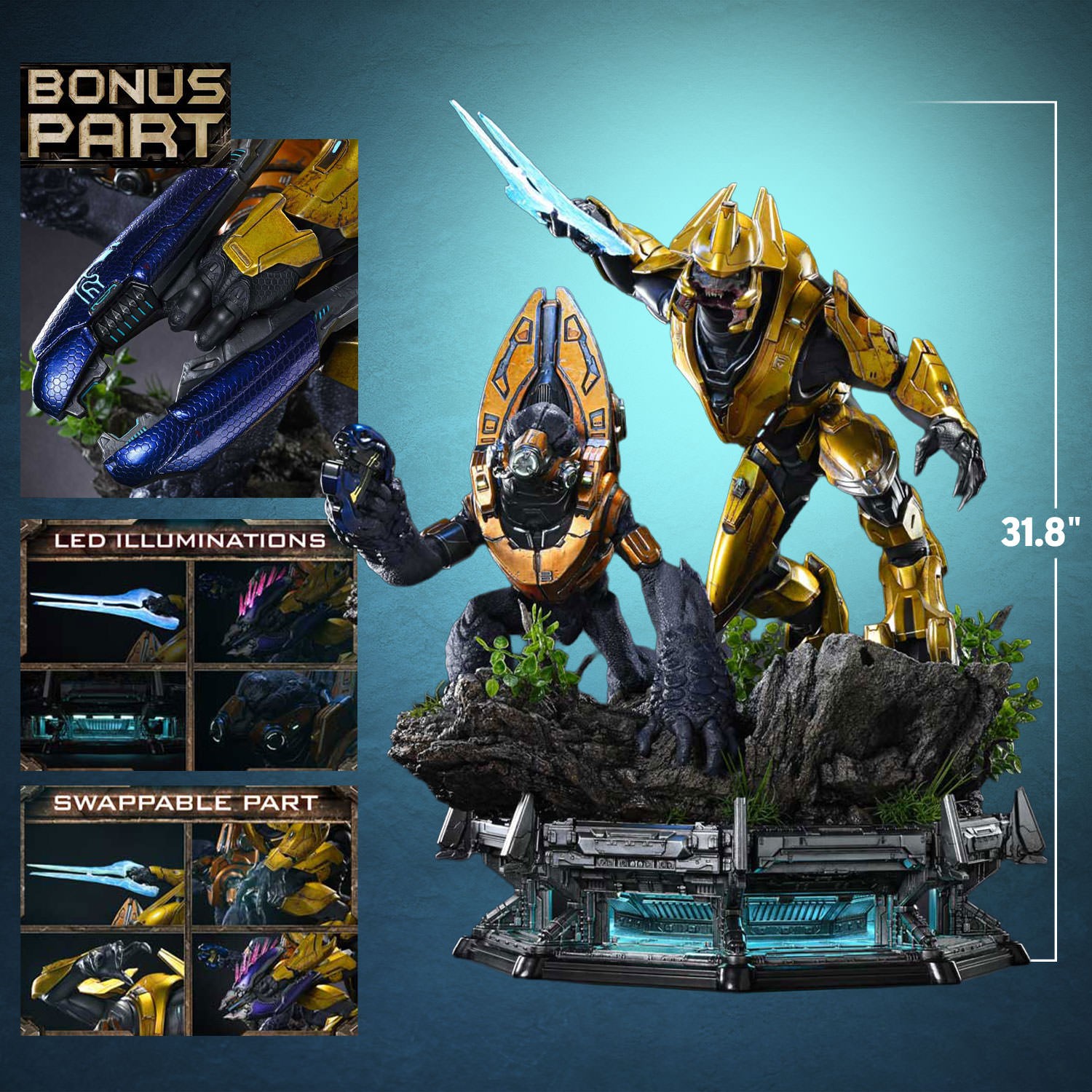 HALO Elite Zealot & Grunt Minor: Covenant Assault (Bonus Version) Quarter Scale Statue  (Prototype Shown) View 2