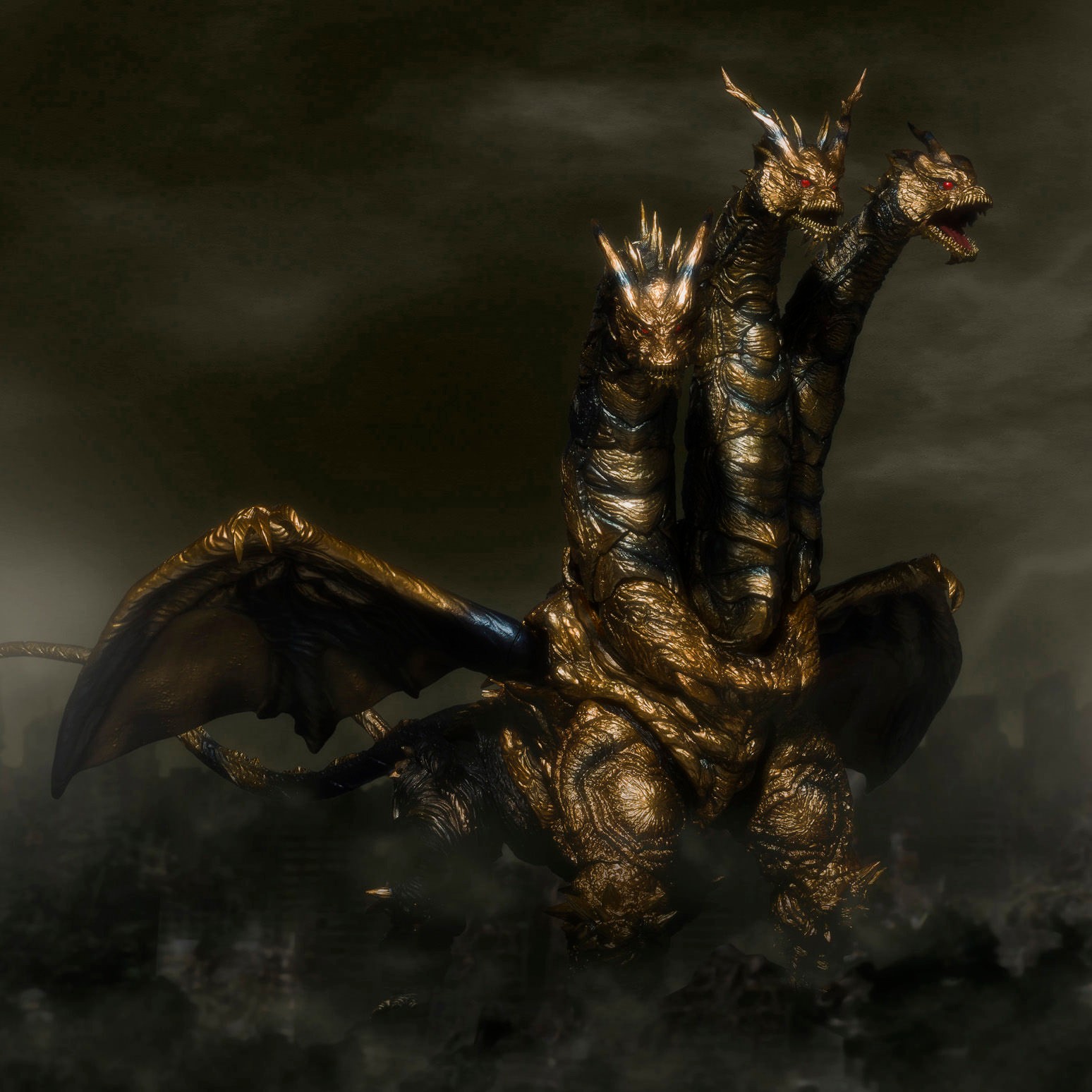 Godzilla KAIZER GHIDORAH S.H.MonsterArts Action Figure  (Prototype Shown) View 1