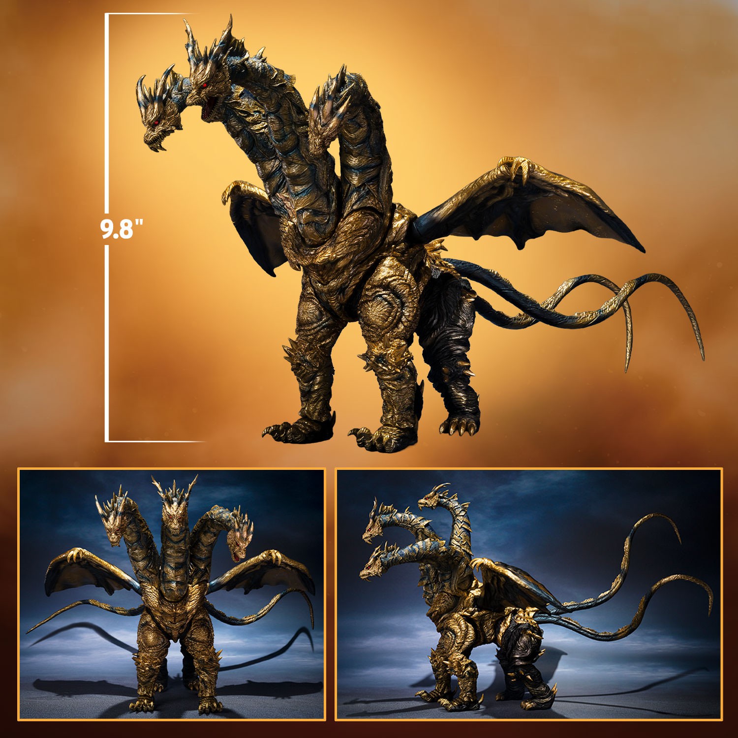 Godzilla KAIZER GHIDORAH S.H.MonsterArts Action Figure  (Prototype Shown) View 2