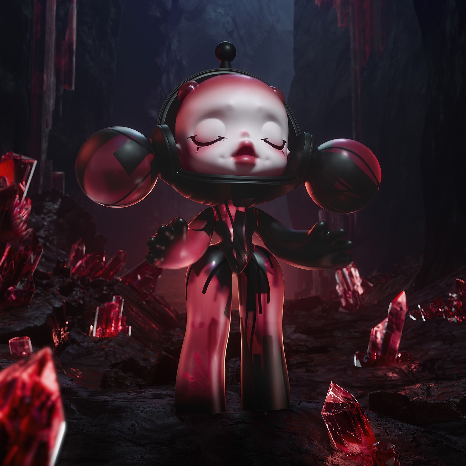 Skullpanda MEGA α SKULLPANDA 400% Red Crystal Collectible Figure  (Prototype Shown) View 1