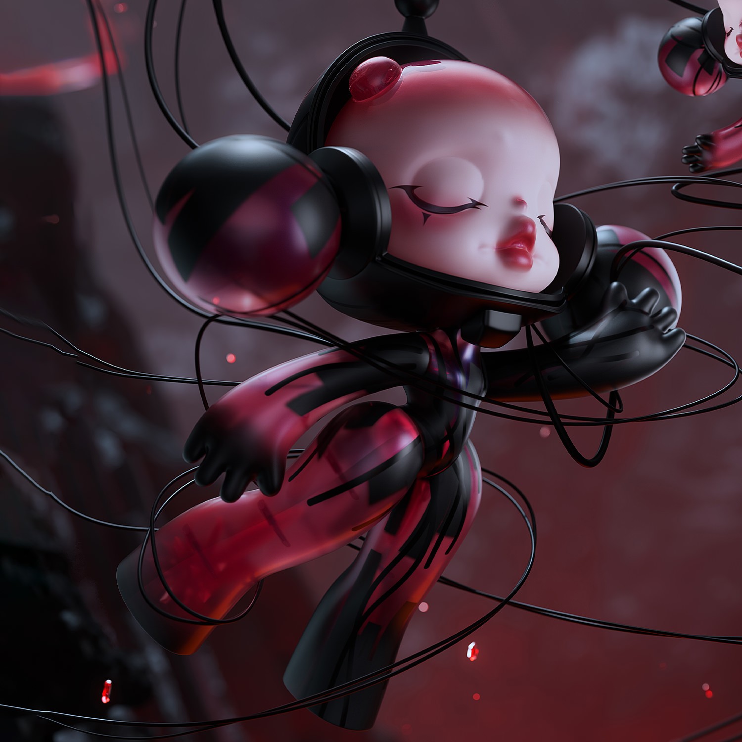 Skullpanda MEGA α SKULLPANDA 400% Red Crystal Collectible Figure  (Prototype Shown) View 4