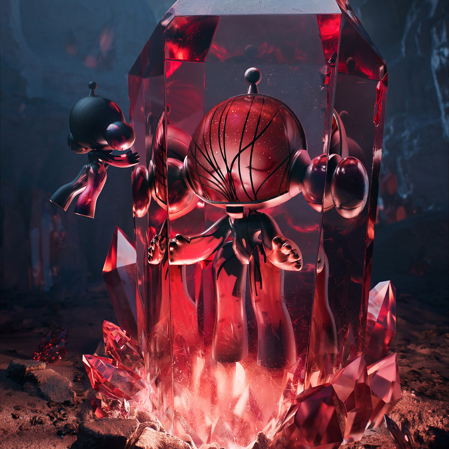 Skullpanda MEGA α SKULLPANDA 400% Red Crystal Collectible Figure  (Prototype Shown) View 6