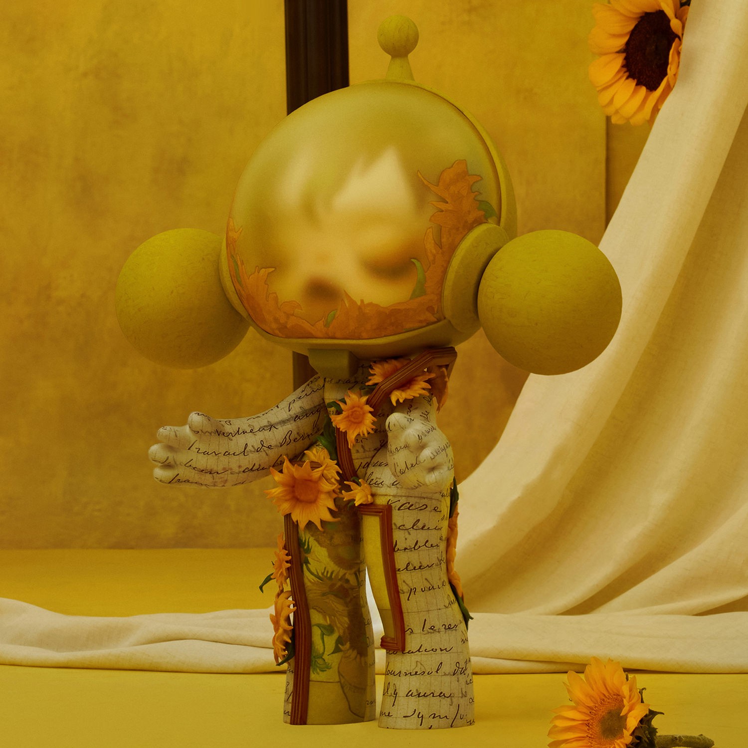 Skullpanda MEGA α SKULLPANDA 400% Van Gogh Museum Sunflowers Collectible Figure  (Prototype Shown) View 3