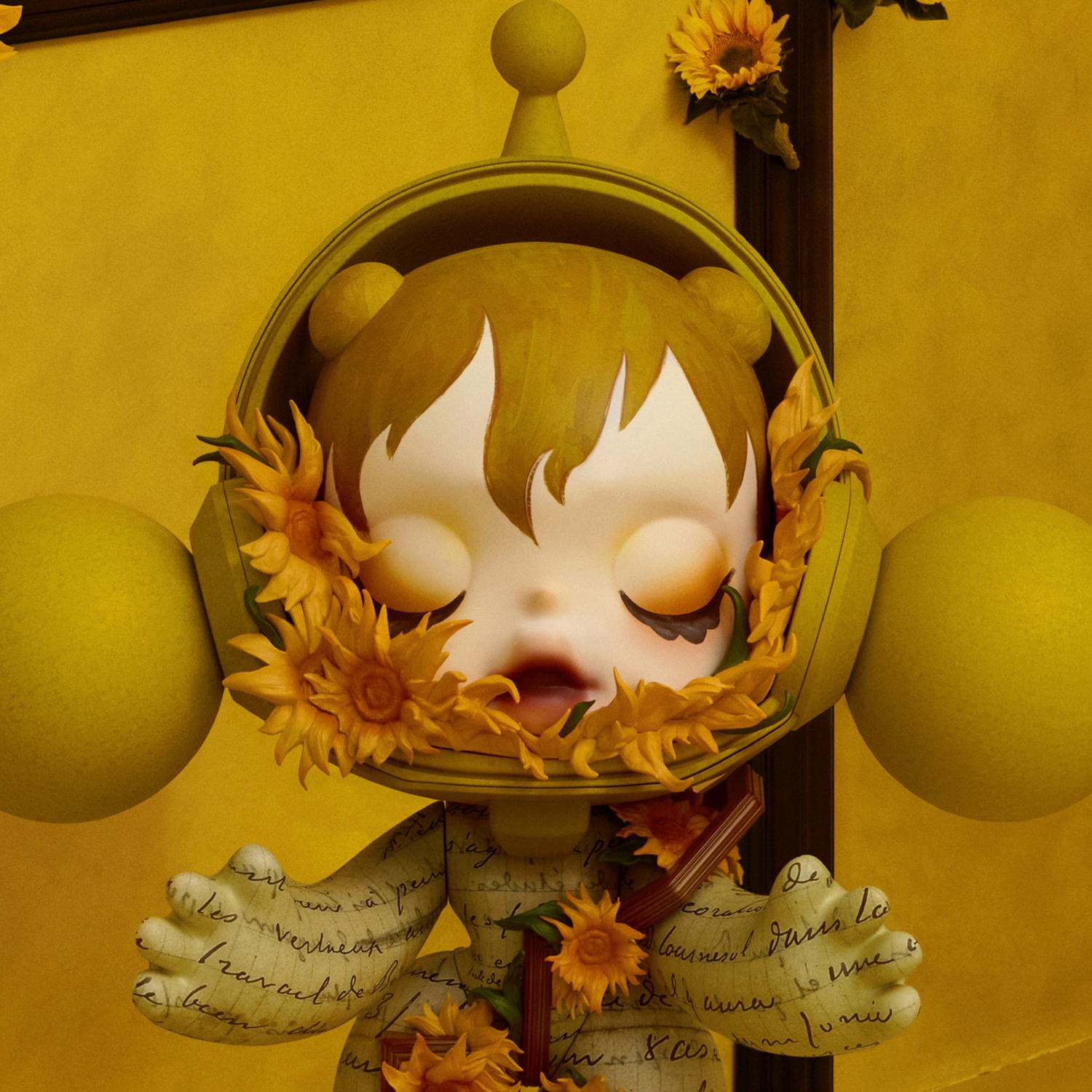 Skullpanda MEGA α SKULLPANDA 400% Van Gogh Museum Sunflowers Collectible Figure  (Prototype Shown) View 5
