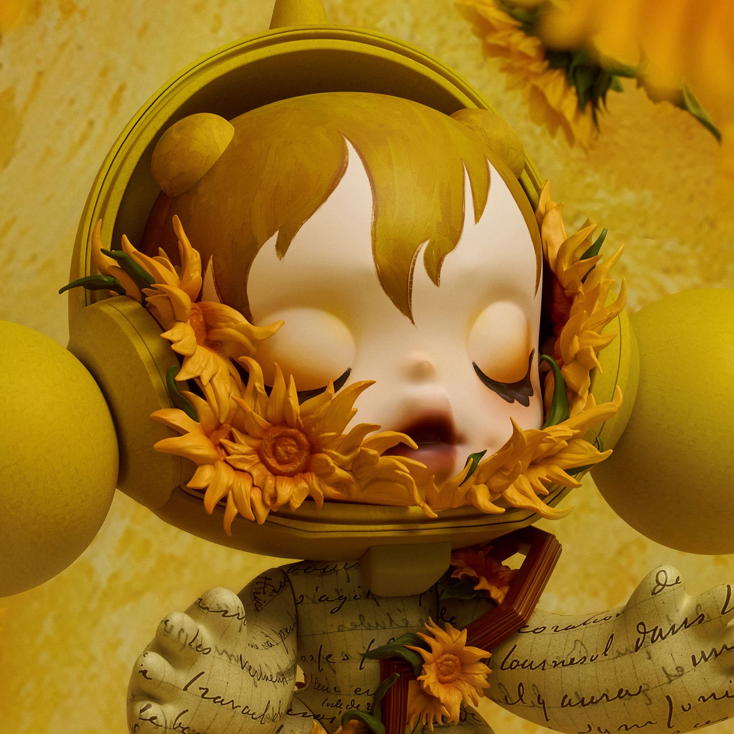 Skullpanda MEGA α SKULLPANDA 400% Van Gogh Museum Sunflowers Collectible Figure  (Prototype Shown) View 6