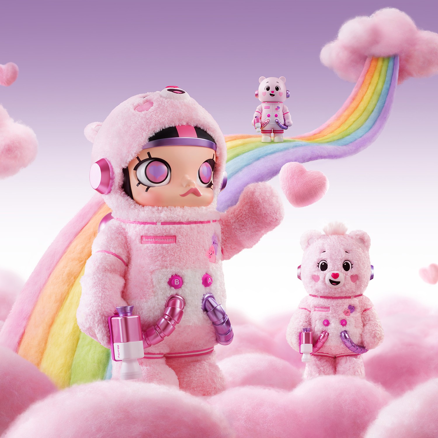 Molly x Care Bears MEGA SPACE MOLLY 1000% Sweet Messages Bear Collectible Figure  (Prototype Shown) View 1