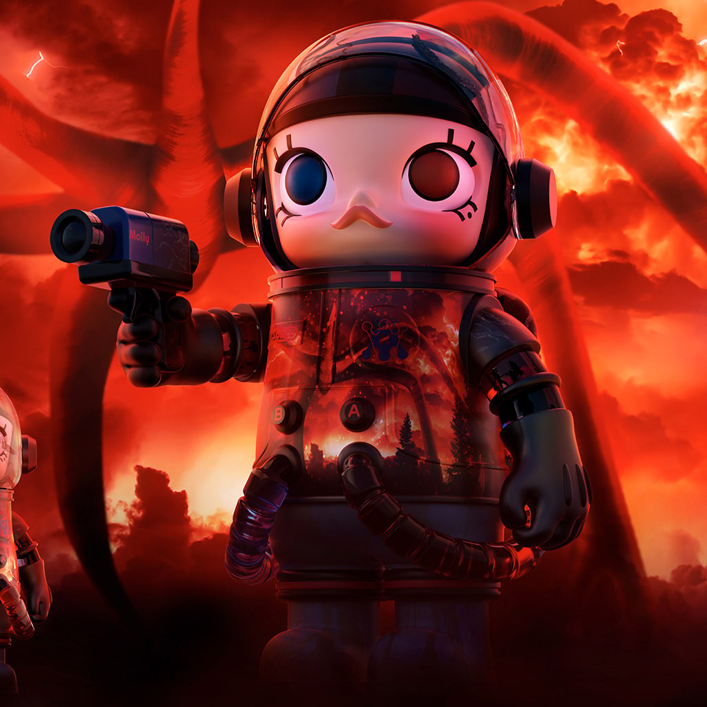 Molly x Stranger Things MEGA SPACE MOLLY 1000% Stranger Things Collectible Figure  (Prototype Shown) View 3