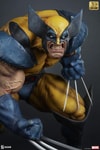 Close-up portrait of Wolverine: Berserker Rage Statue showcasing his fierce expression, iconic mask details, and intense sculpting with dramatic lighting. (Prototype Shown) View 16