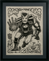 Iron Man Linocut on Lokta Paper Exclusive Edition View 3