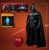 Full-body view of Darth Vader (Deluxe Version) (Special Edition) showing scale compared to an apple, with three small portraits of deluxe exclusive contents and Grand Inquisitor hologram. Exclusive Edition (Prototype Shown) View 2