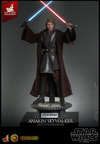 Full-body shot of Anakin Skywalker™ (Artisan Edition) standing on base, crossing red and blue lightsabers above his head, wearing a Jedi robe. (Prototype Shown) View 7