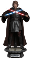 Full-body shot of Anakin Skywalker™ (Artisan Edition) on base, crossing red and blue lightsabers while wearing a Jedi robe. (Prototype Shown) View 21