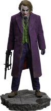 Full-body shot of The Joker (Artisan Edition) standing with a machine gun in right hand, gloves on, head slightly down, on display base. Collector Edition (Prototype Shown) View 22