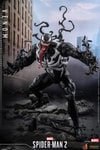 Full-body view of Venom in a dynamic crouching pose, showcasing detailed symbiote textures, sharp claws, and a rubble-themed base. (Prototype Shown) View 4