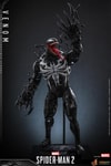 Full body shot of Venom on a display base, mouth wide open with extended tongue, attacking claws out, and looking up at his raised left hand. (Prototype Shown) View 7