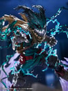 Close-up of Izuku Midoriya (Dark Deku Version) wearing his mask, surrounded by blackwhip, with a glowing purple aura in the background. (Prototype Shown) View 4