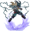 Full-body shot of Izuku Midoriya statue with his right hand extended, purple energy rising from below, and Blackwhip surrounding his body. (Prototype Shown) View 19